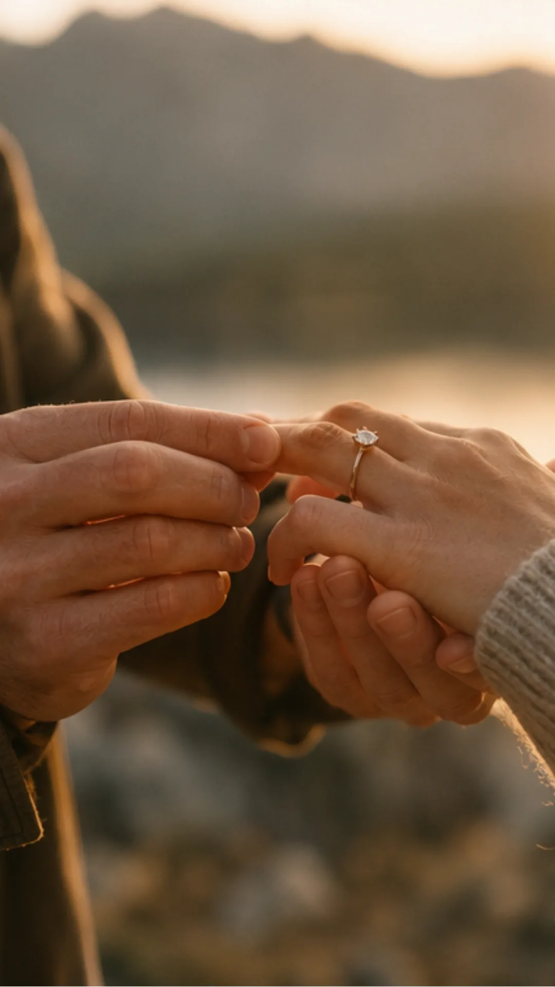 Bague glissée au doigt lors d’une demande en mariage inoubliable